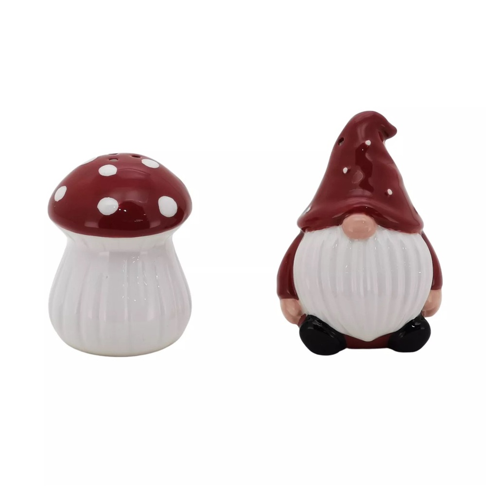 St. Nicholas Square® Gnome Salt & Mushroom Pepper Set, NWT